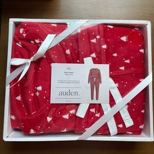 Auden™ Womens XXL  Fleece Red and White Super Soft Pajama Top and Joggers PJ Set